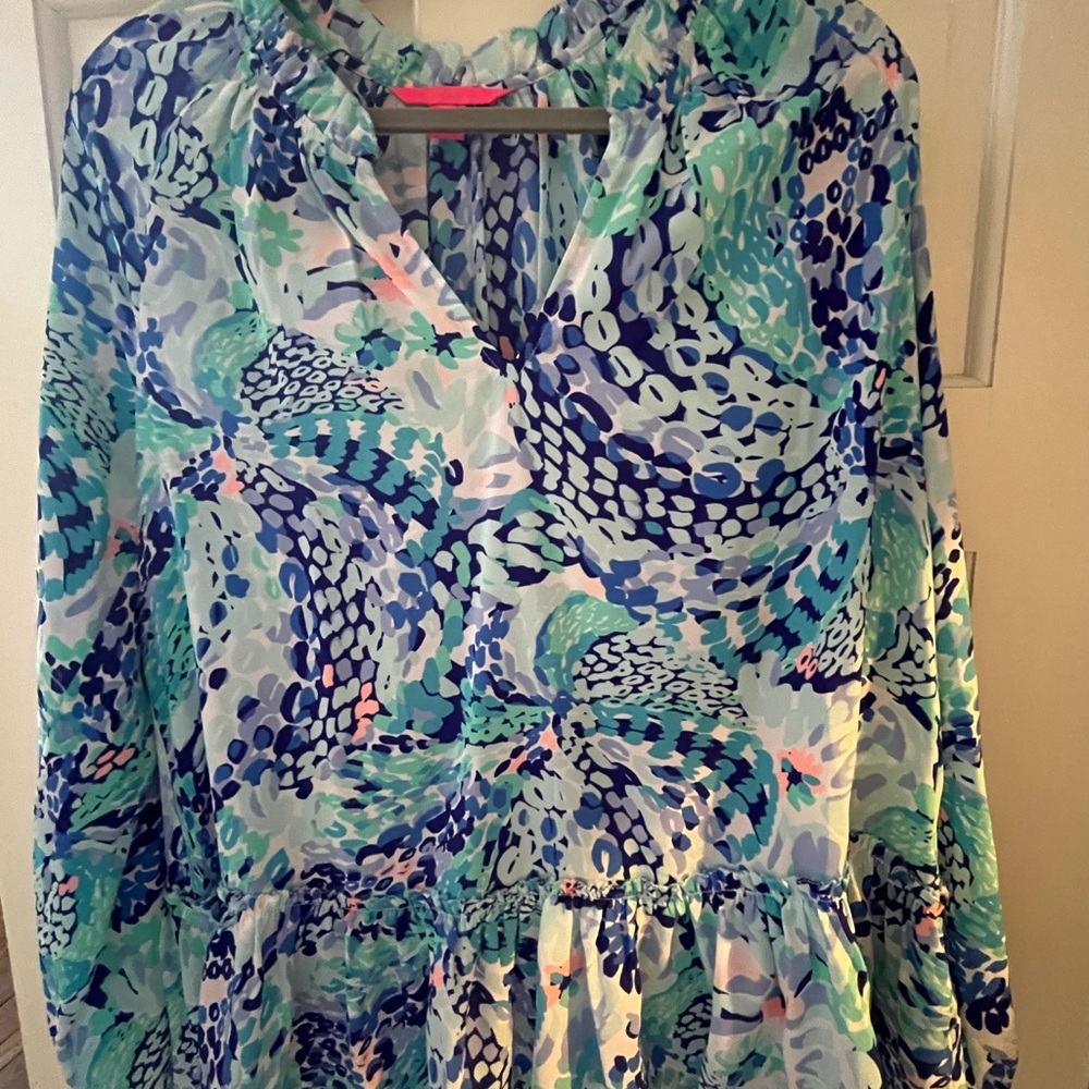 Lilly Pulitzer Blue and Green Patterned Top